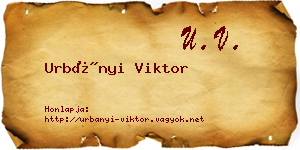 Urbányi Viktor névjegykártya